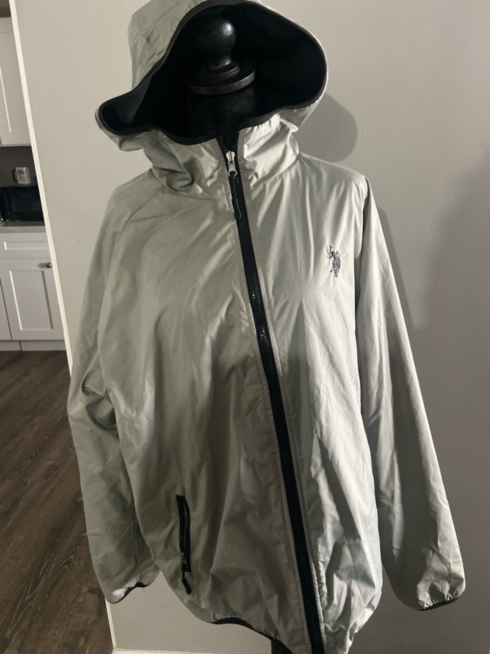 U.S. Polo Assn. Light Gray Hooded Windbreaker Jacket